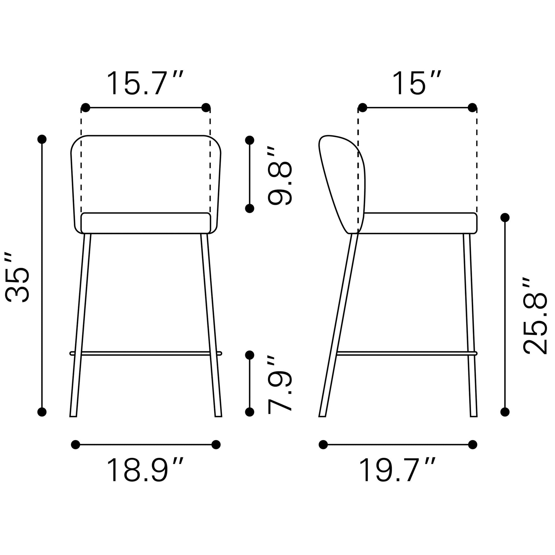 Linz Counter Stool (Set of 2) Cream