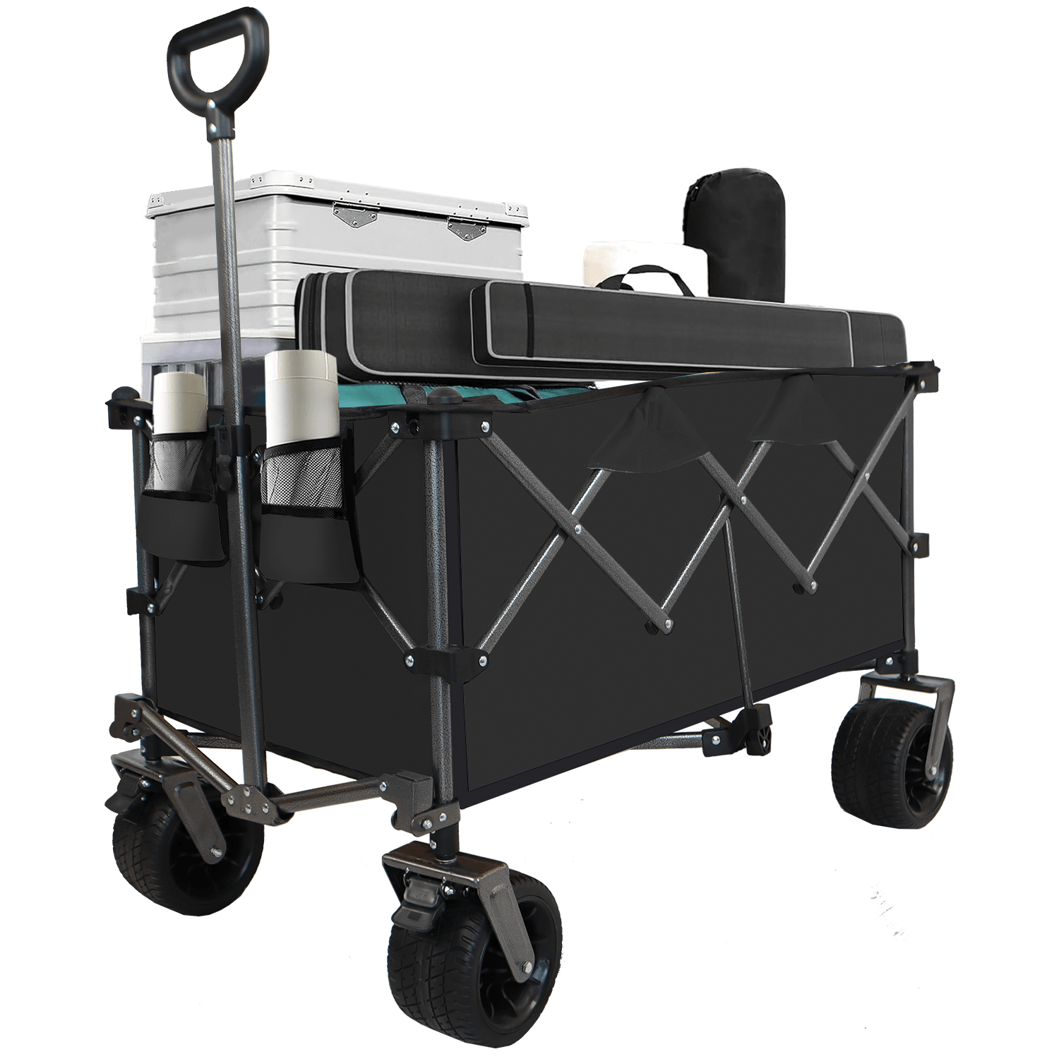 Collapsible Folding Wagon Push Pull Foldable Beach Wagon Cart