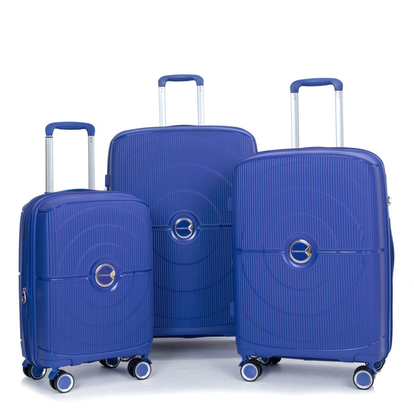 Expandable Hardshell Suitcase Double Spinner Wheels PP Luggage Sets Lightweight Durable ,3-Piece Set (20/24/28) ,Navy