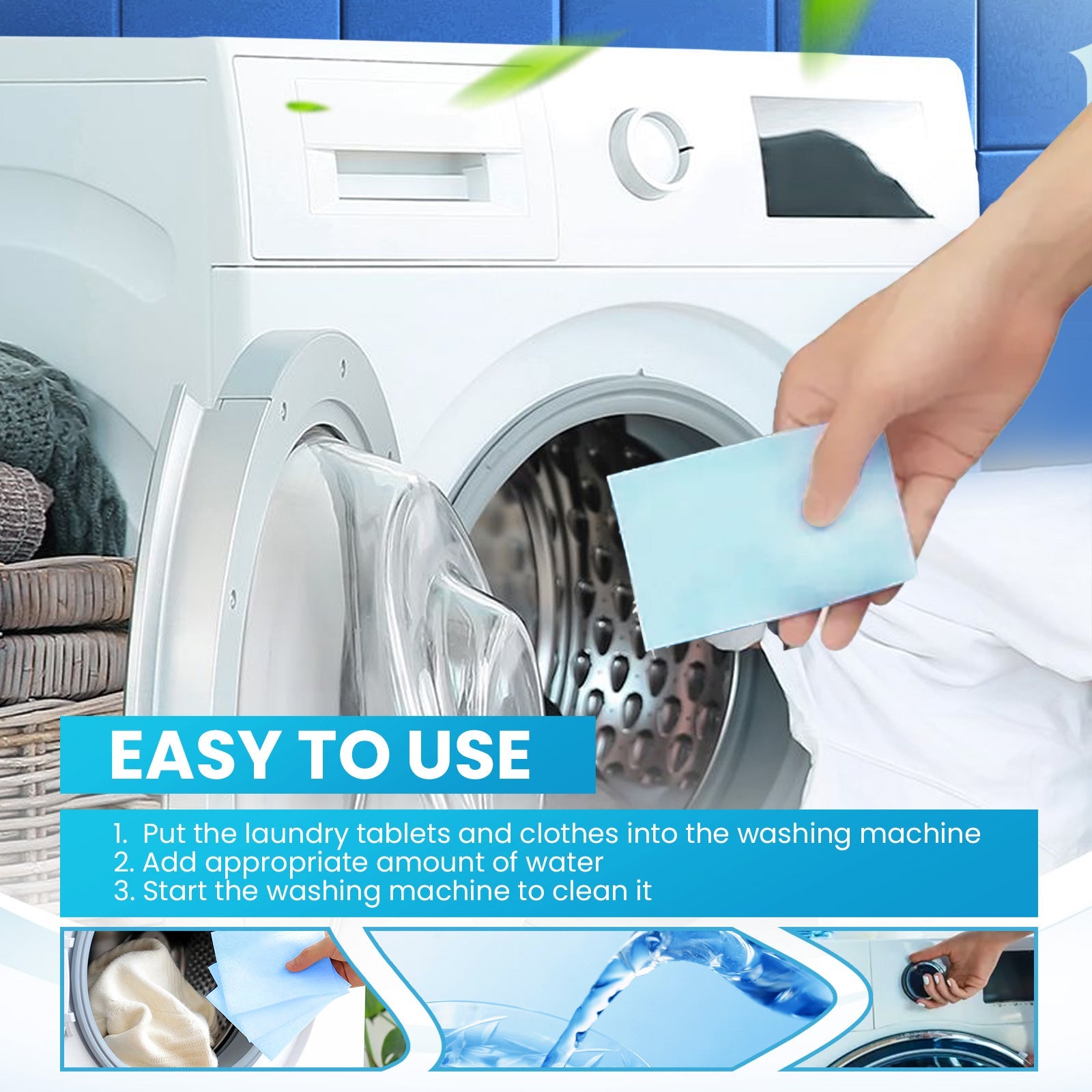 Laundry Detergent Sheets, Deep Cleaning Clothes Remove Oil Stains And Stains Lasting Fragrance Clothes Cleaning Tablets