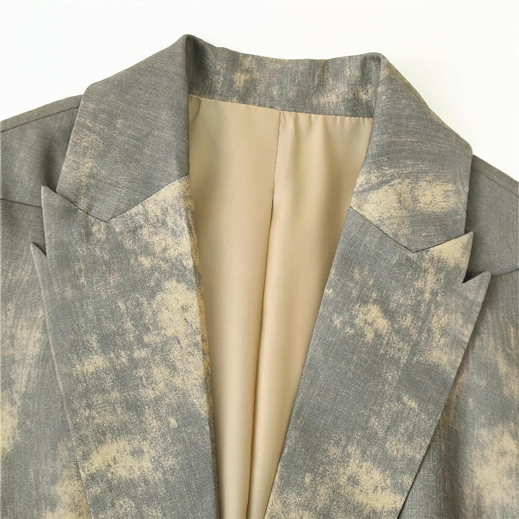 Elegant Printed Long Sleeve Blazer with Style for Women