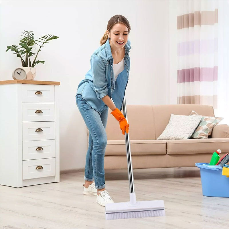 2-in-1 Floor Scrub Brush with Long Adjustable Handle. Multifunctional for Bath & Kitchen