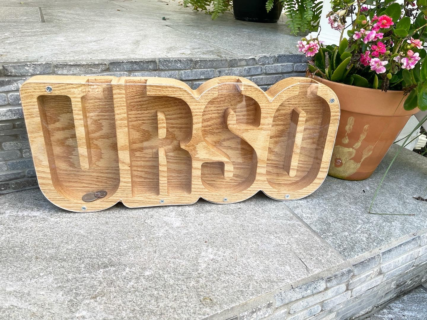 Personalized Wood Piggy Bank Letter