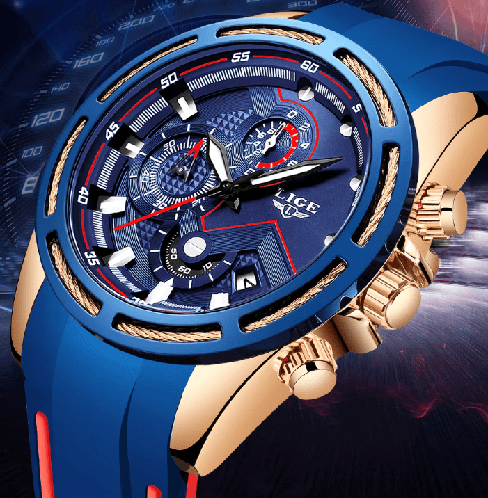 Men's Waterproof Modern Watch With Rubber Straps Multifunction Watches Unique Design Perfect Gift