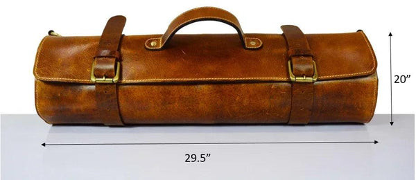 Oklahoma Leather Chef Knife Roll 16 Slot - Chestnut - Gifts for You 'n Me
