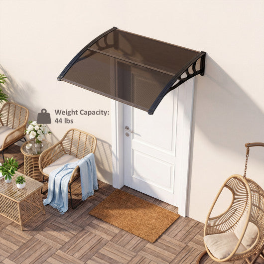 39 x 30 Inch Outdoor Front Door Window Awning Door Canopy Exterior-Brown