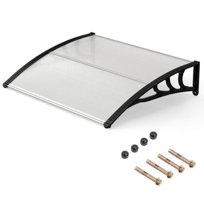 39 x 30 Inch Outdoor Front Door Window Awning Door Canopy Exterior-Black