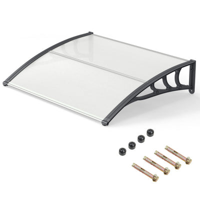 39 x 30 Inch Outdoor Front Door Window Awning Door Canopy Exterior-Gray