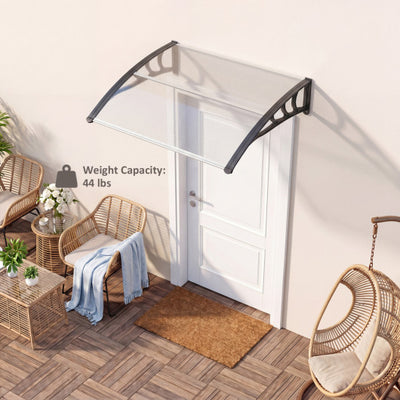 39 x 30 Inch Outdoor Front Door Window Awning Door Canopy Exterior-Gray
