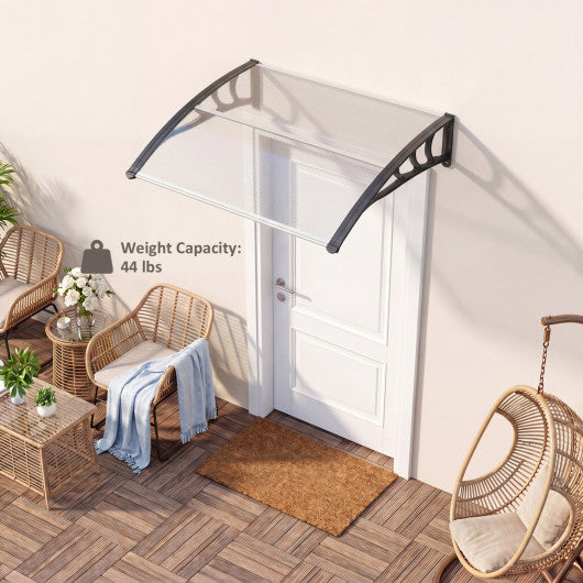 39 x 30 Inch Outdoor Front Door Window Awning Door Canopy Exterior-Gray
