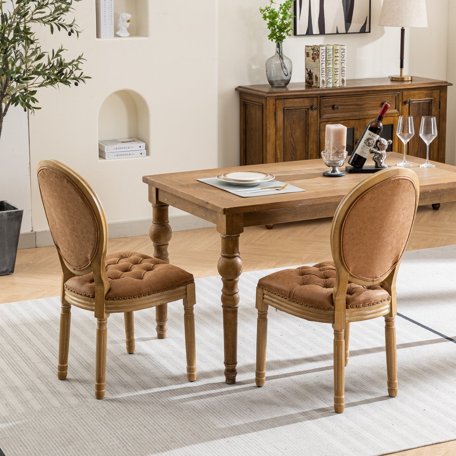 Set of 2 French Style Solid Wood Antique Dining Chairs BLAKHOM