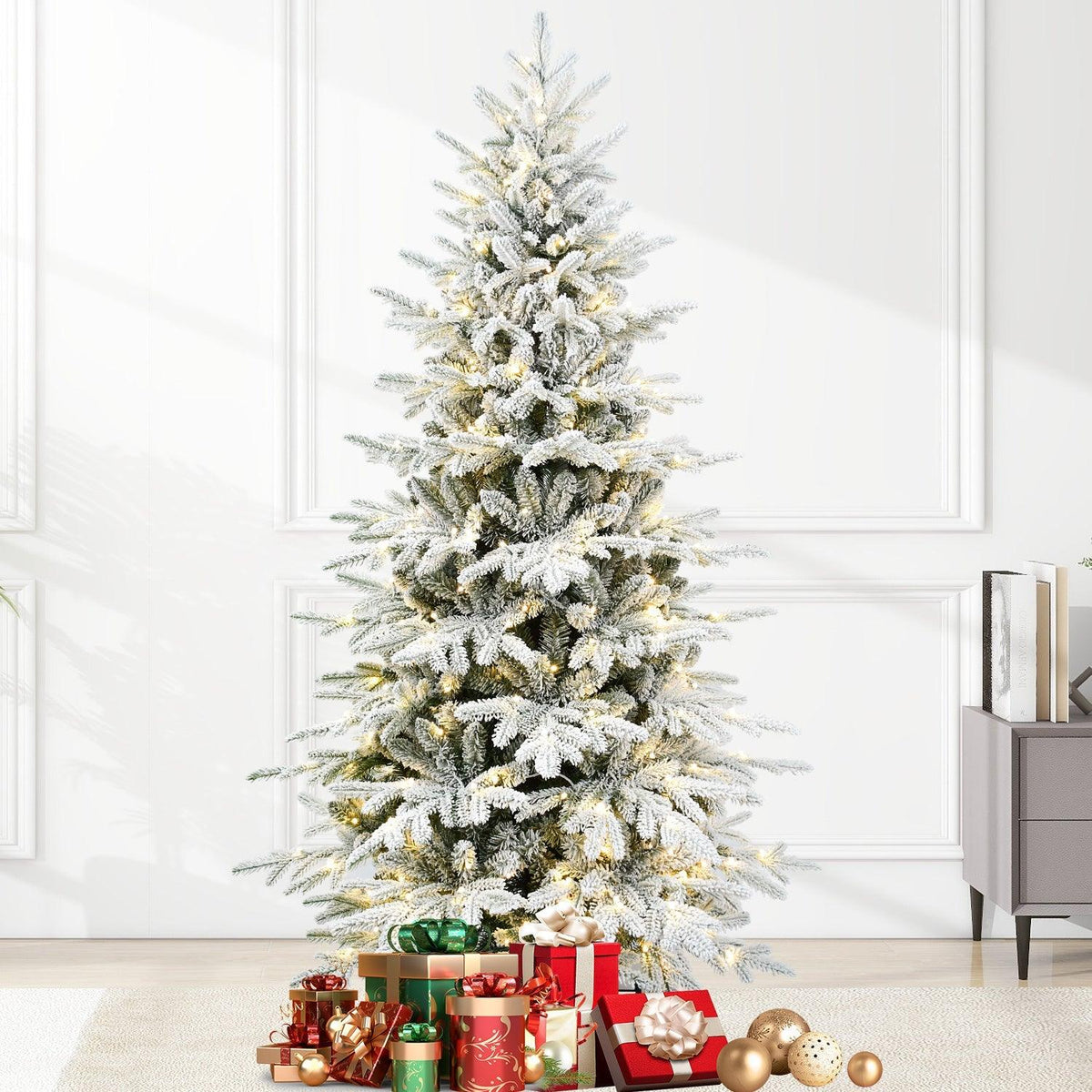 6FT PE+PVC Flocked Artificial Christmas Tree