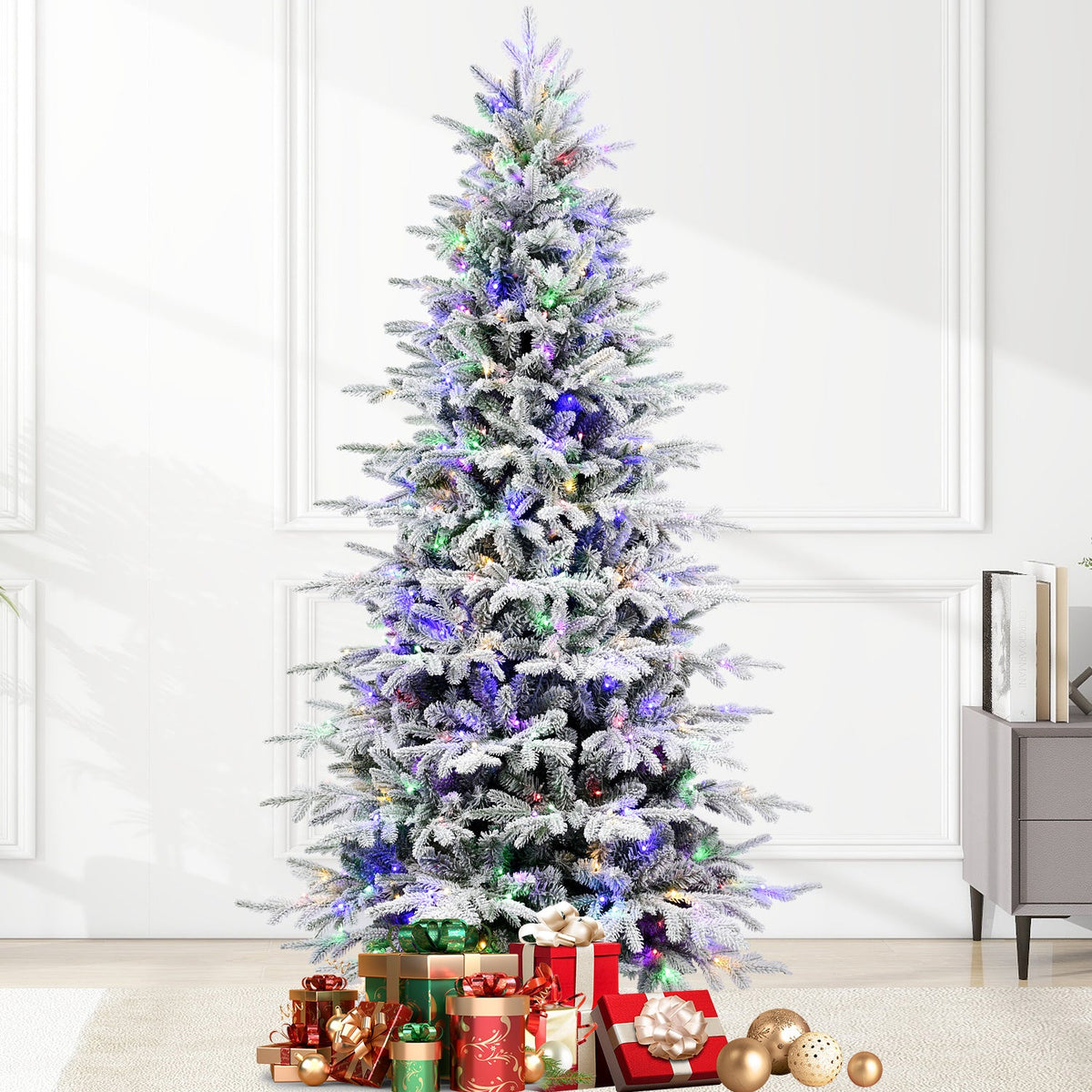 8FT PE+PVC Flocked Artificial Christmas Tree