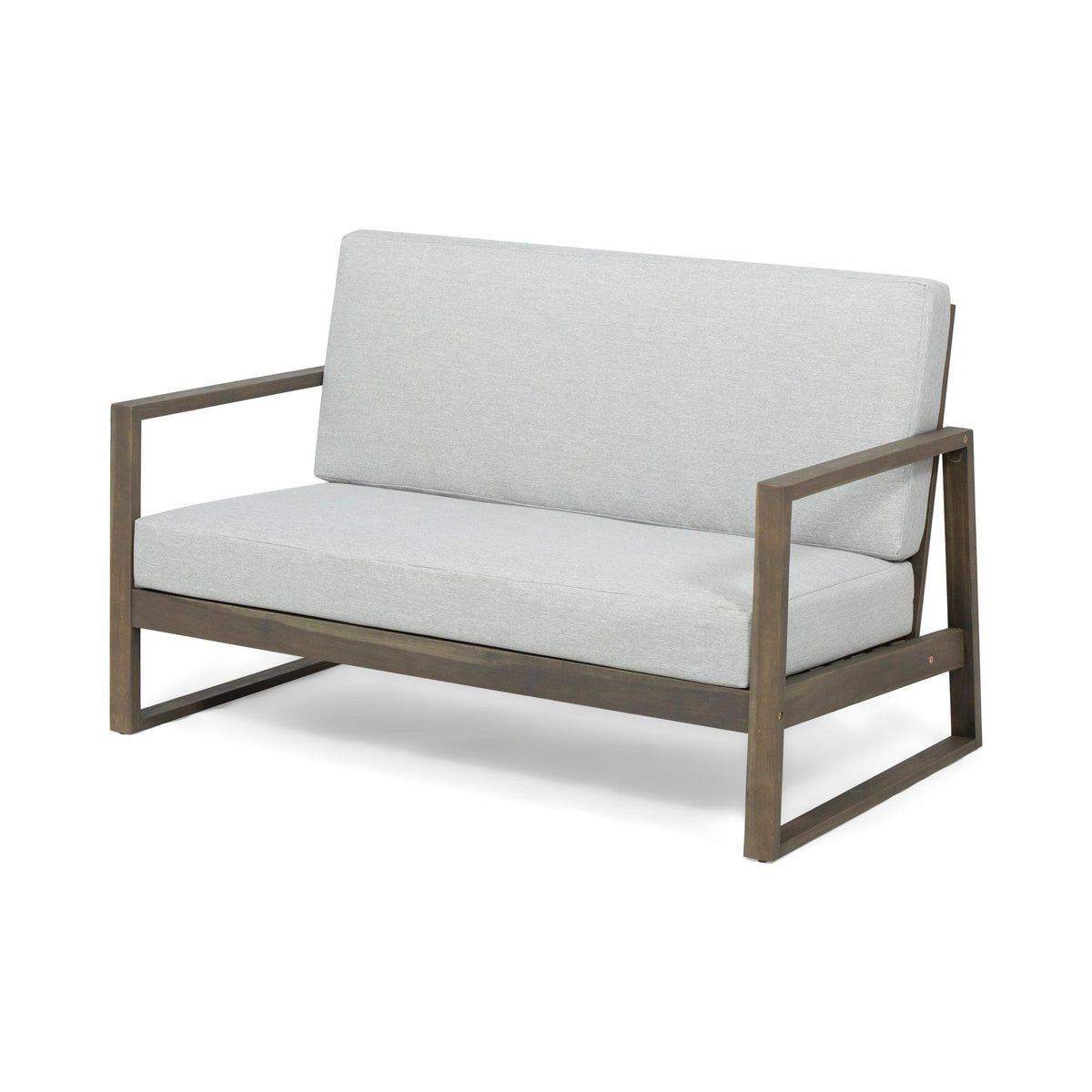 Grey Acacia Wood Outdoor Loveseat and a Table