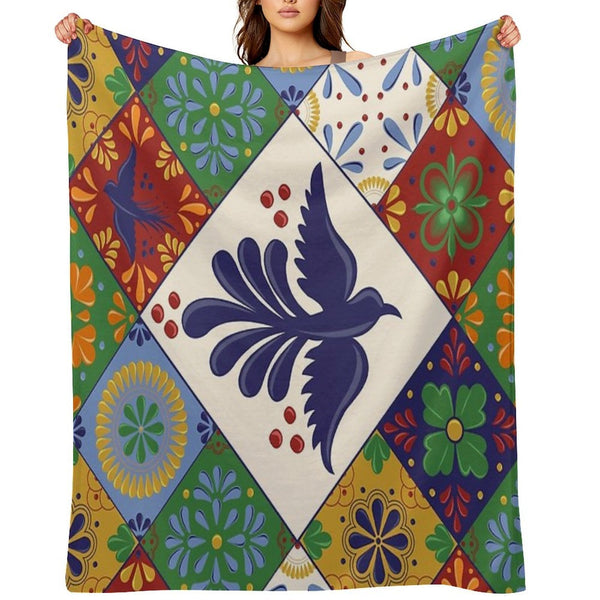 Mexican Talavera Tiles Colorful Pattern Velvety-soft Throw Blanket