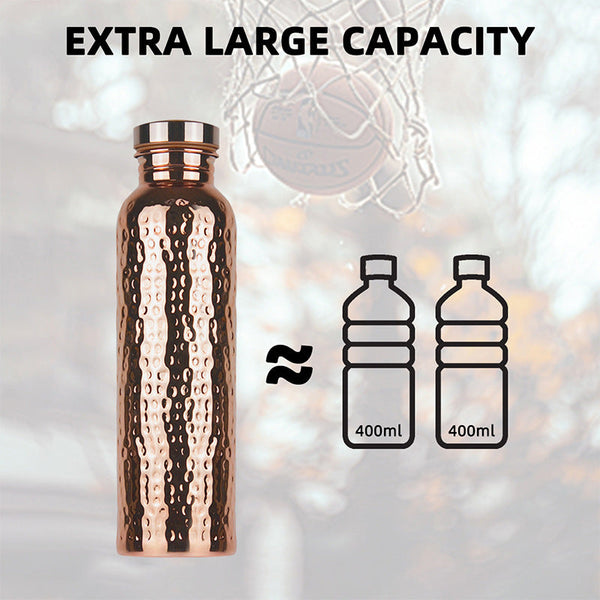 800ML Copper Hammer - Pattern Water Bottle: Leakproof, for Sports/Outdoor/Cycling/Gym/Fitness/Travel