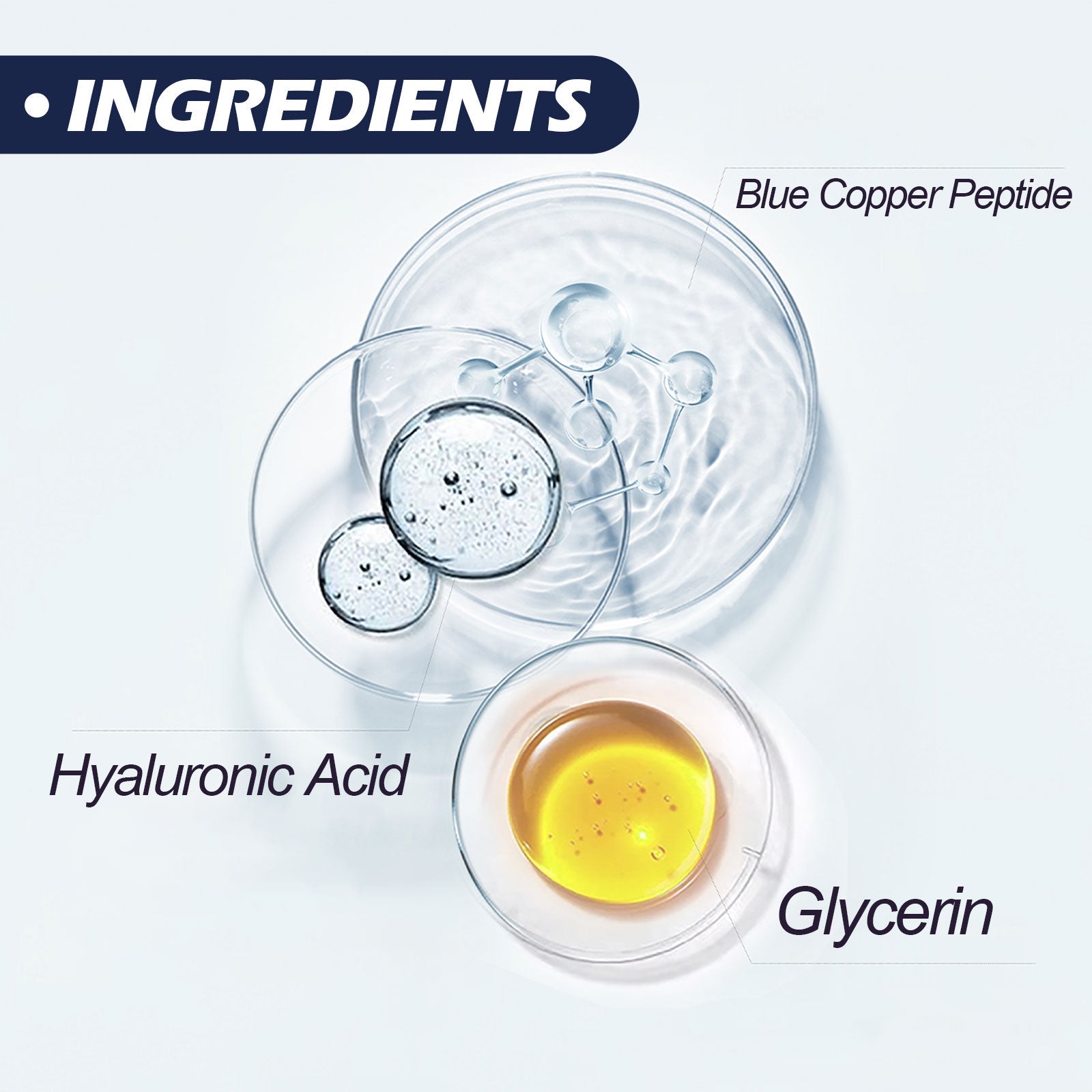 Blue Copper Peptide Hyaluronic Acid Essence Moisturizes Anti-Wrinkle, Even Skin Tone And Smooths Fine Lines And Tender Skin