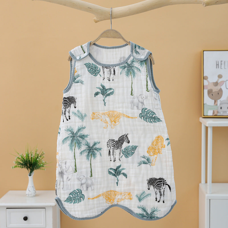 Children's Sleeping Bag Cotton Four-Layer Gauze Cute Cartoon Anti-Cold Anti-Kick Quilt Cotton Yarn Class A Baby Sleeping Bag