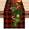 New Christmas table flag white linen bell printed tablecloth red and black checkered home decoration tablecloth pad