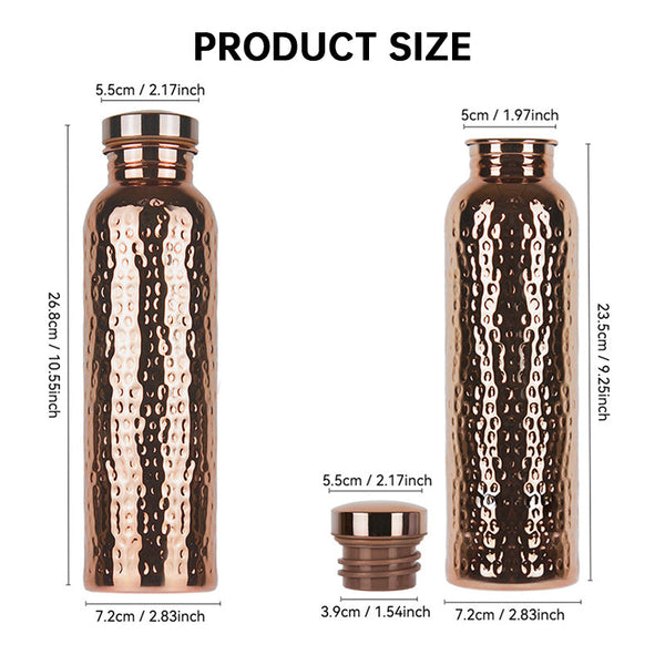 800ML Copper Hammer - Pattern Water Bottle: Leakproof, for Sports/Outdoor/Cycling/Gym/Fitness/Travel