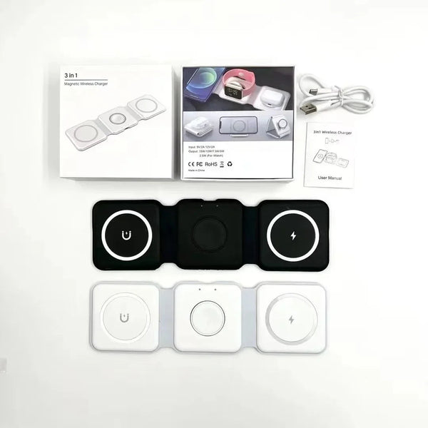 3-in-1 Magnetic Multi-function Charger Folding Wireless Charger for Xiaomi  Apple Phone Headset Watch Airpods Charger