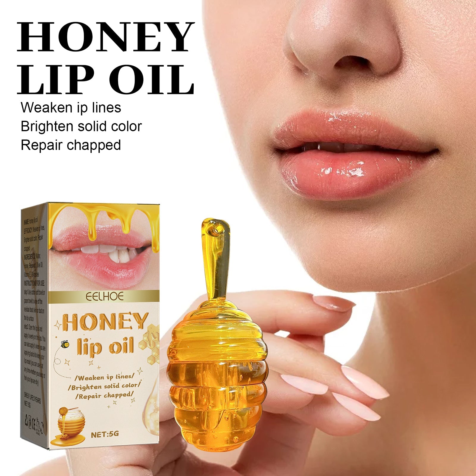 Honey Lip Oil, Reduces Lip Lines Prevents Dryness And Flaking Moisturizing Lip Oil