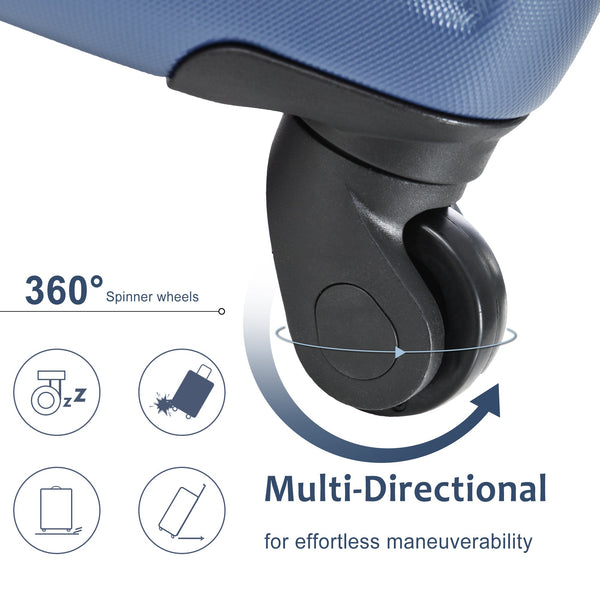 Hardshell Luggage Sets 3 Pcs Spinner Suitcase with TSA Lock Lightweight 20''24''28'' Blue + ABS