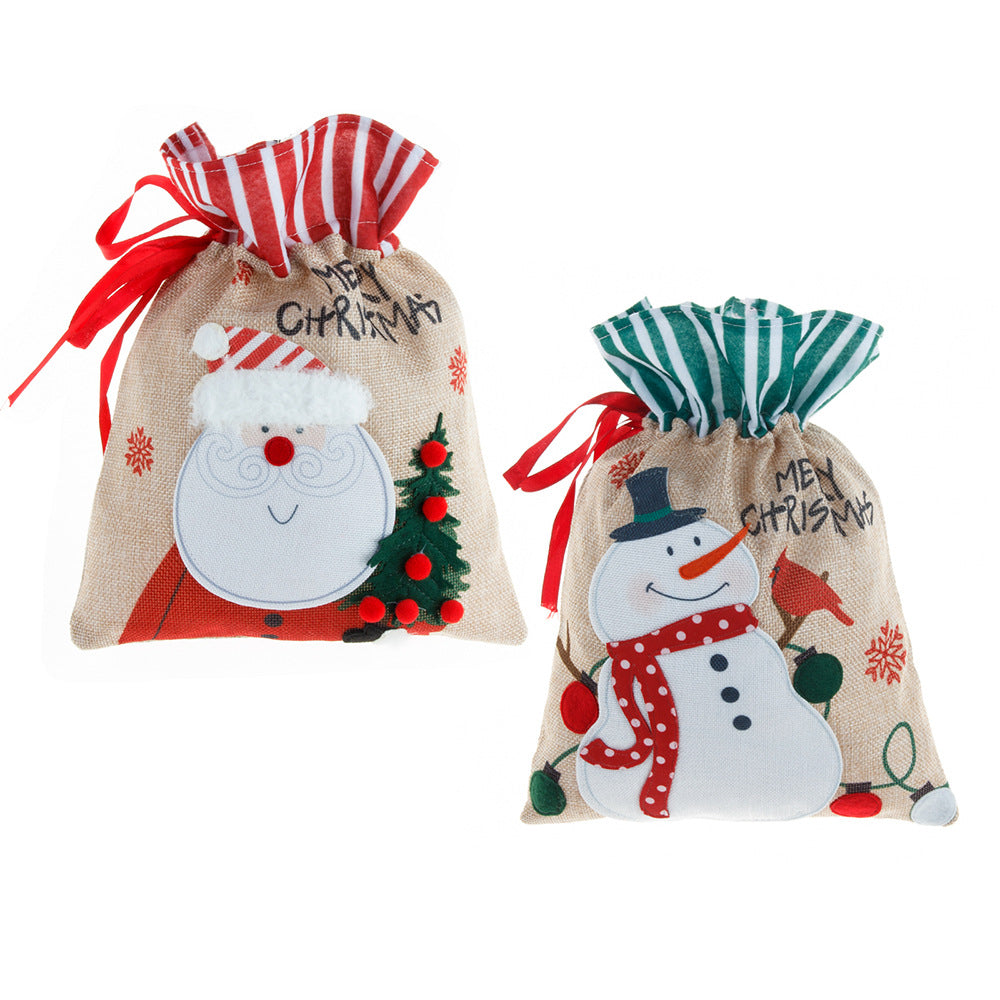 Christmas decorations, burlap gift bags, candy bags, apple bags, cartoon Christmas gift bags