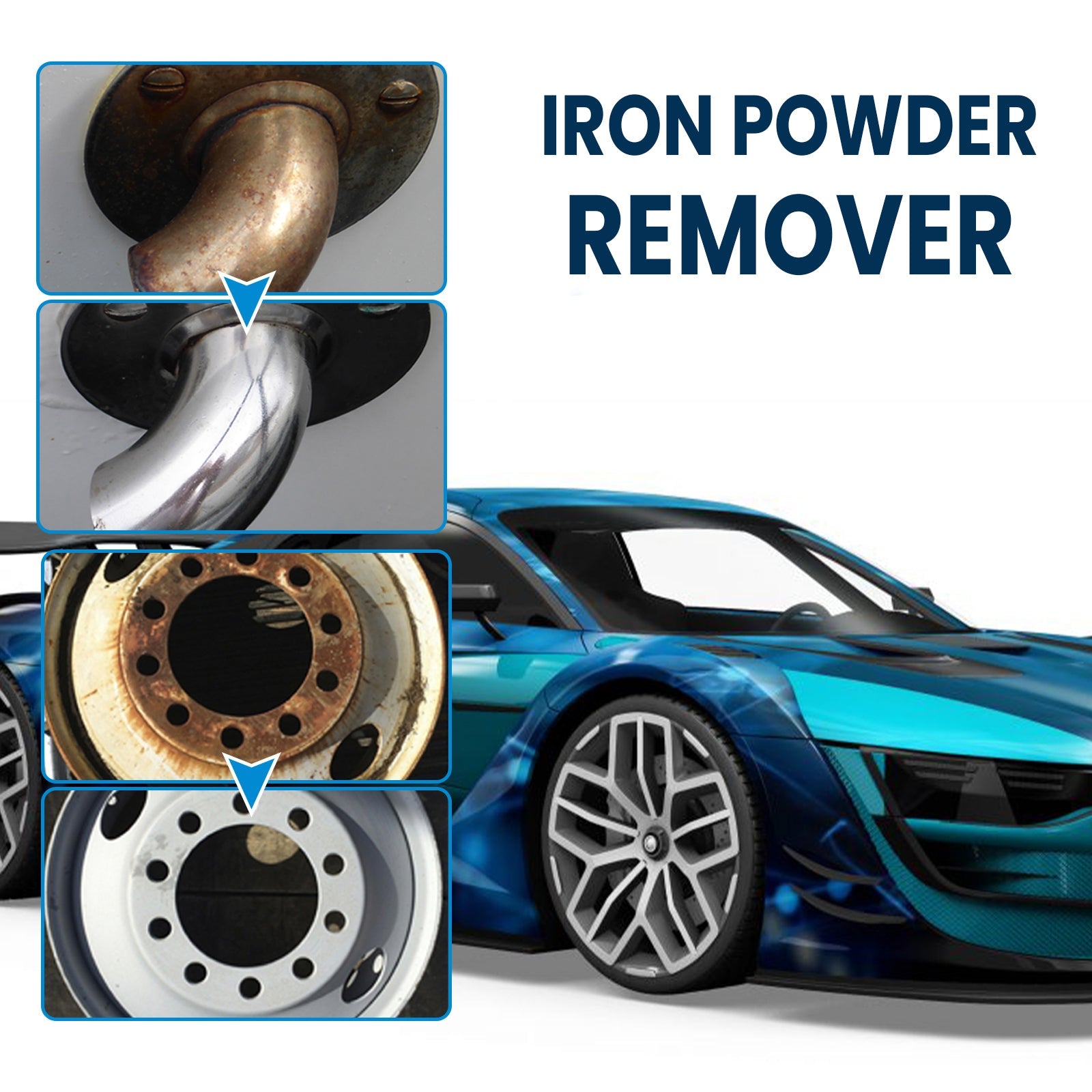 Iron Powder Remover, Strong Cleaning Reconditioning Rust Remover Spray For Car Metal Parts