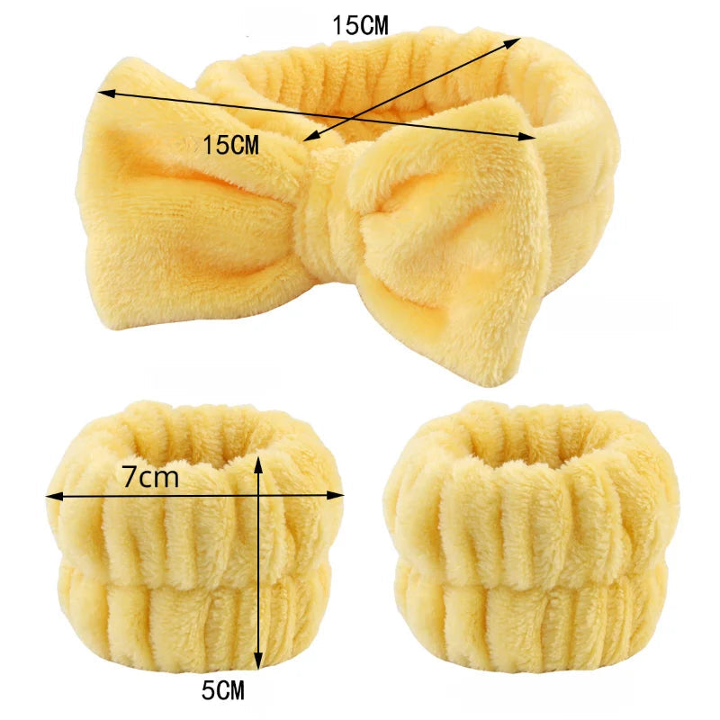 Wash face headband waterproof wrist strap set butterfly bow simple headband wrist 3-piece set