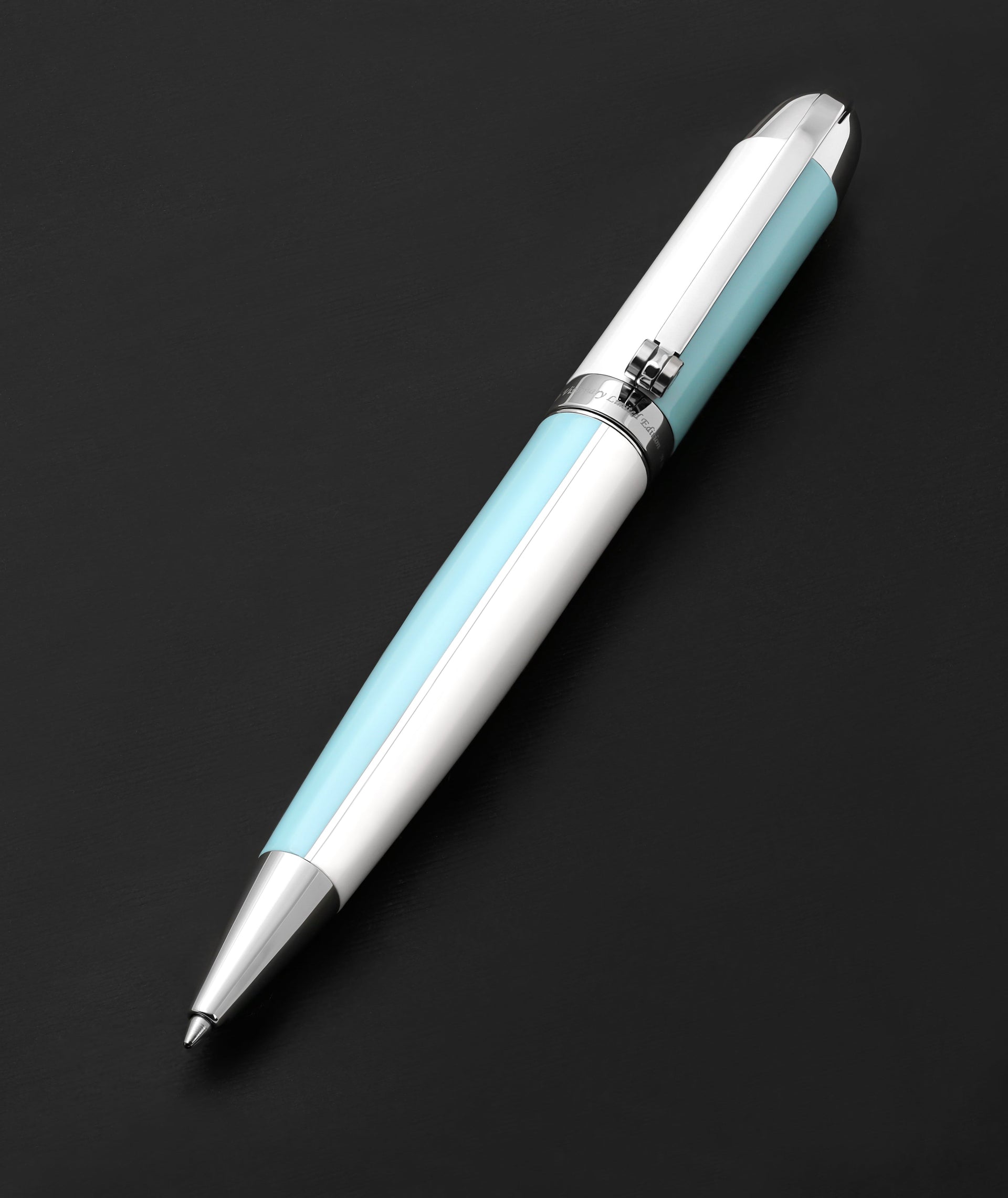 Visionary® Brass & Aluminum Enameled Fountain Pen (Medium Nib) and Ballpoint Pen Set - Sky Blue / White