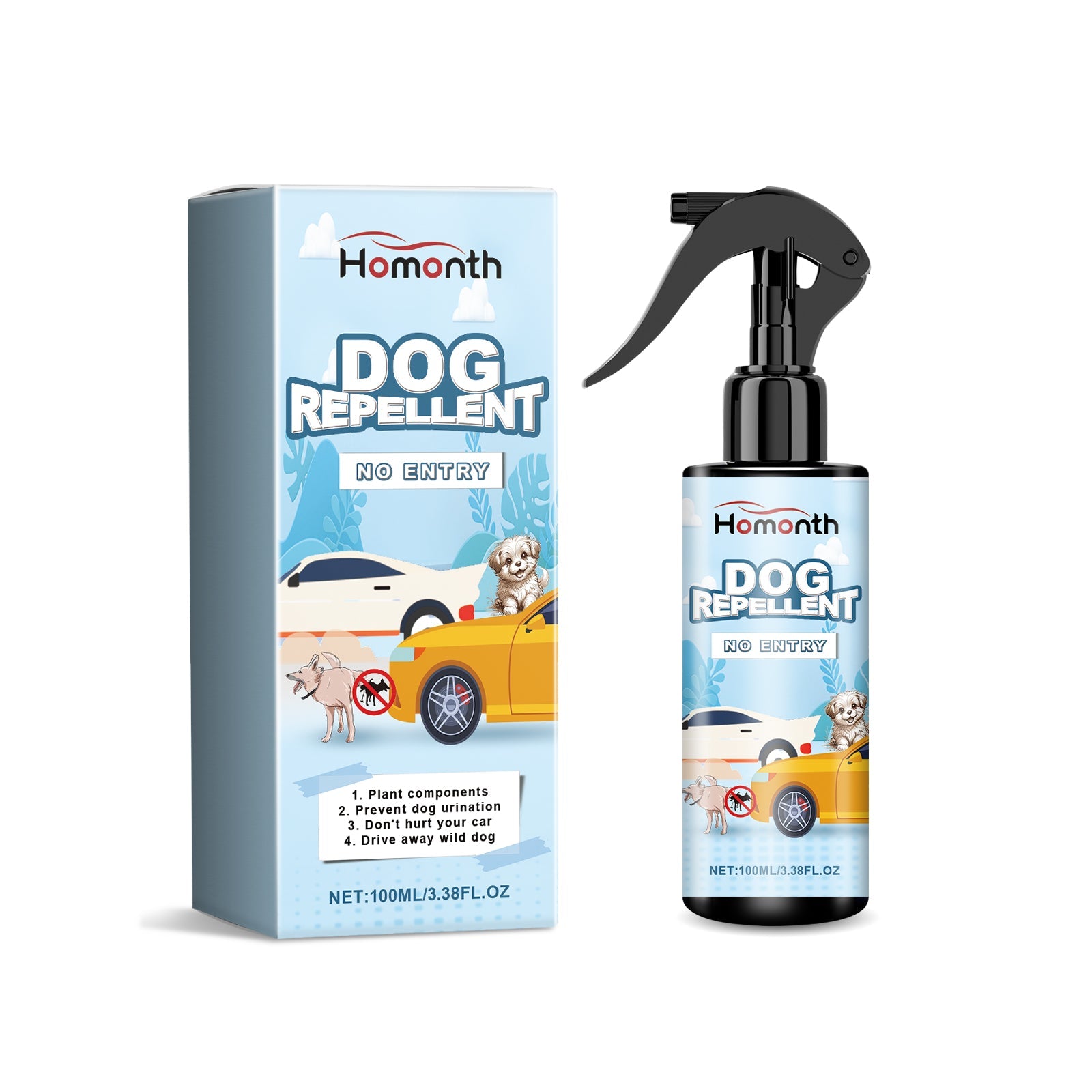 Car Tire Safety Dog Repellent Spray, Tire Protection Portable And Effective Animal Repellent