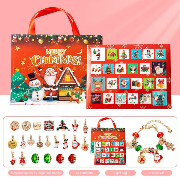 DIY creative children's bracelet jewelry 24-grid calendar Christmas holiday surprise blind box silver set