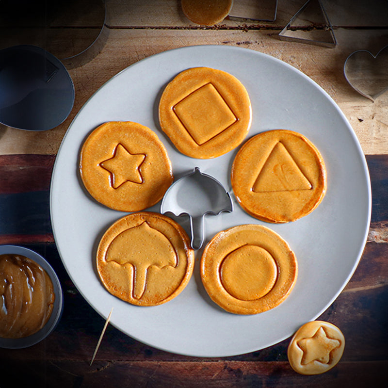 Sugar Candy Tools: Stainless Cutters, Choco Molds, Umbrella Cutter, 6 - pce Biscuit Kit for Fam & Party