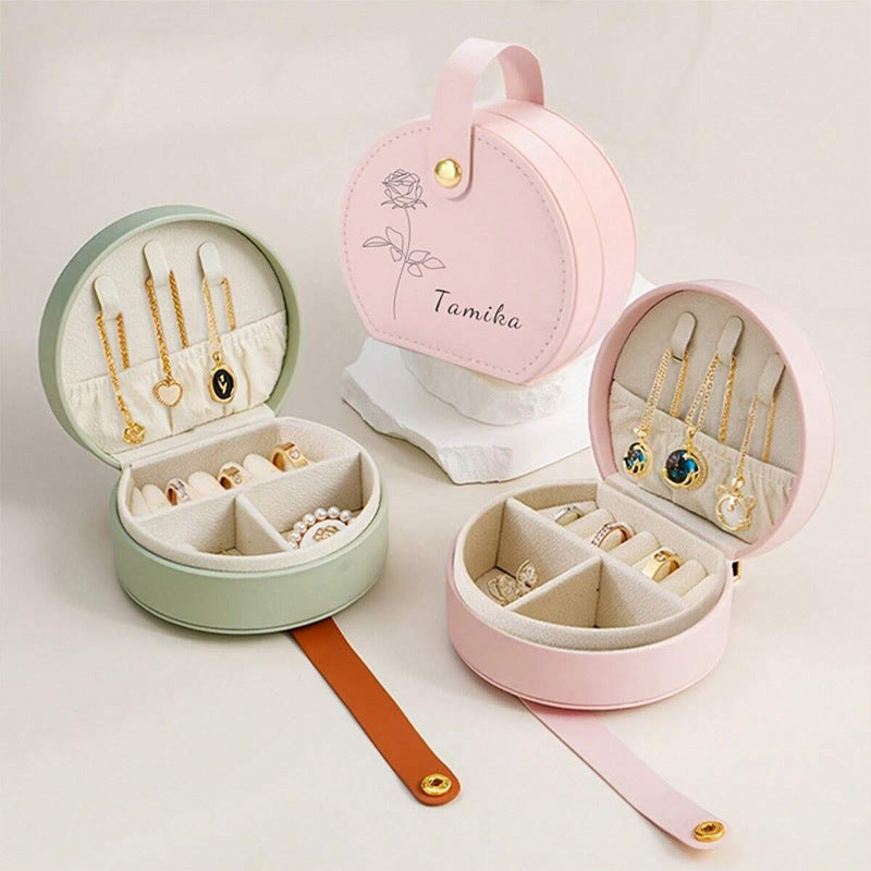 Customized pattern PU jewelry box for high-end travel rings necklaces and accessories