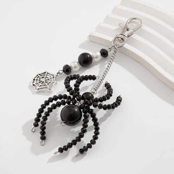 3-piece Sunflower Crystal Keychain White Pearl Weaving Spider Accessory Set