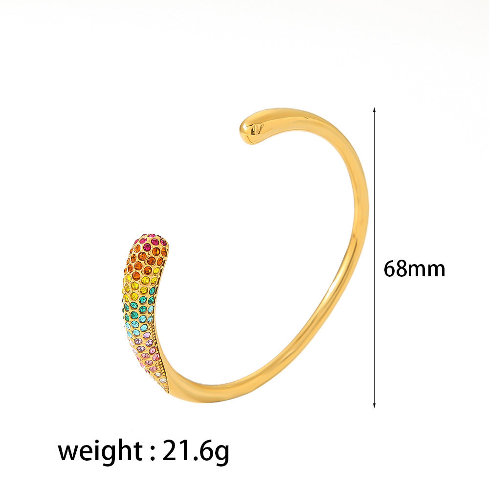 Colorful zirconium full diamond high-end fashion stainless steel casting bracelet bracelet bracelet accessories