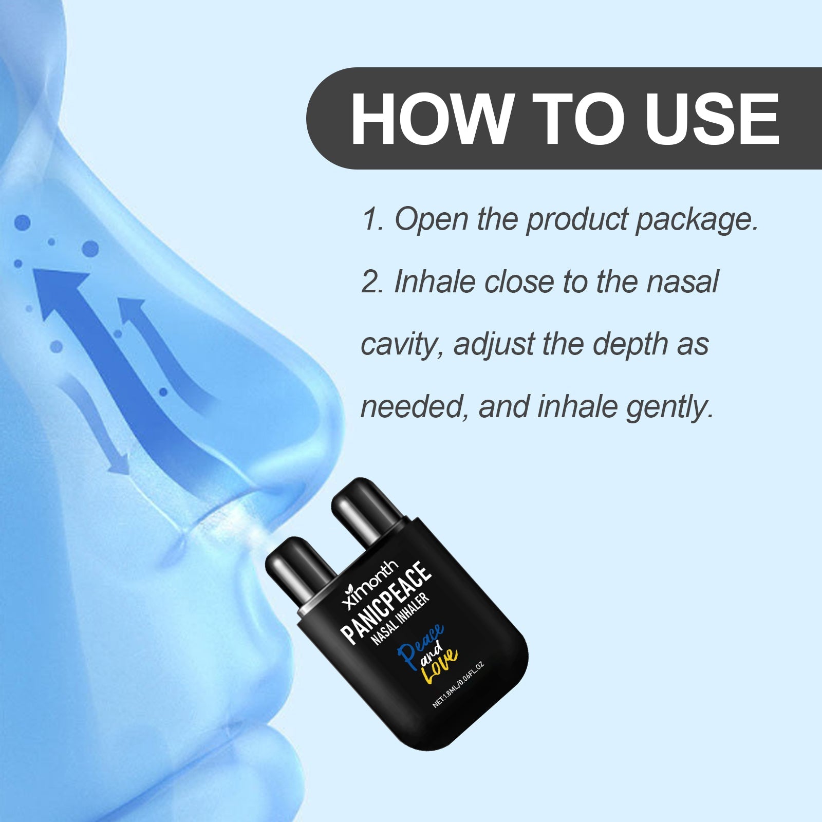 Panicpeace Nasal Inhaler, Refresh The Mind, Relax The Body And Mind, Relieve Body Fatigue, Cool The Nose, Moisturize The Skin, Tighten The Female Body, Massage The Body And Mind Pleasuressage For Physical And Mental Pleasure