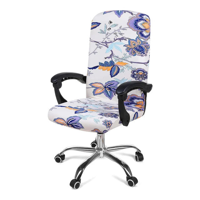 Stretch Printed Computer Office Chair Covers Soft Fit Universal Desk Rotating Slipcovers Removable Washable Anti-Dust Spandex