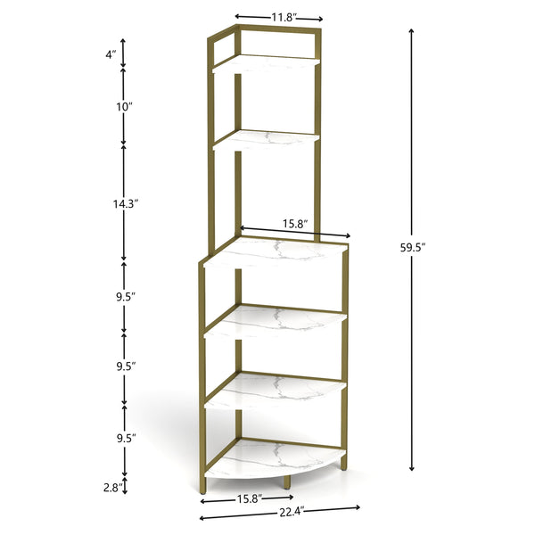 6-story corner open bookshelf, modern bookshelf, wooden frame, independent bookshelf unit,