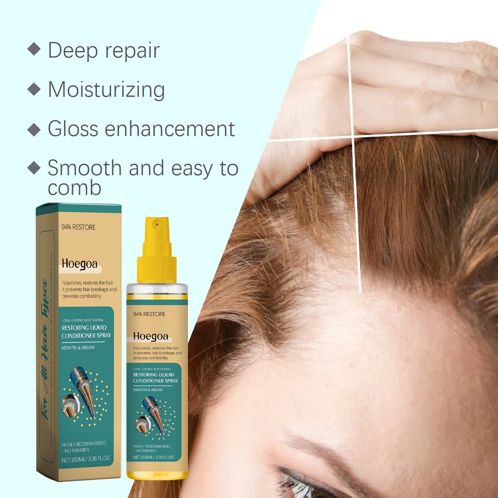Argan Leave-In Hair Treatment Spray Moisturizes Split Hairs And Moisturizes Glossy Hair