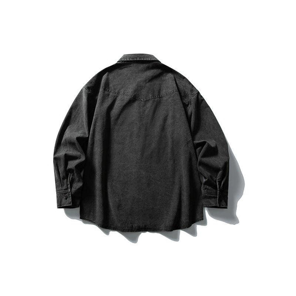 Used washed casual loose long sleeved shirt jacket men's workwear shirt
