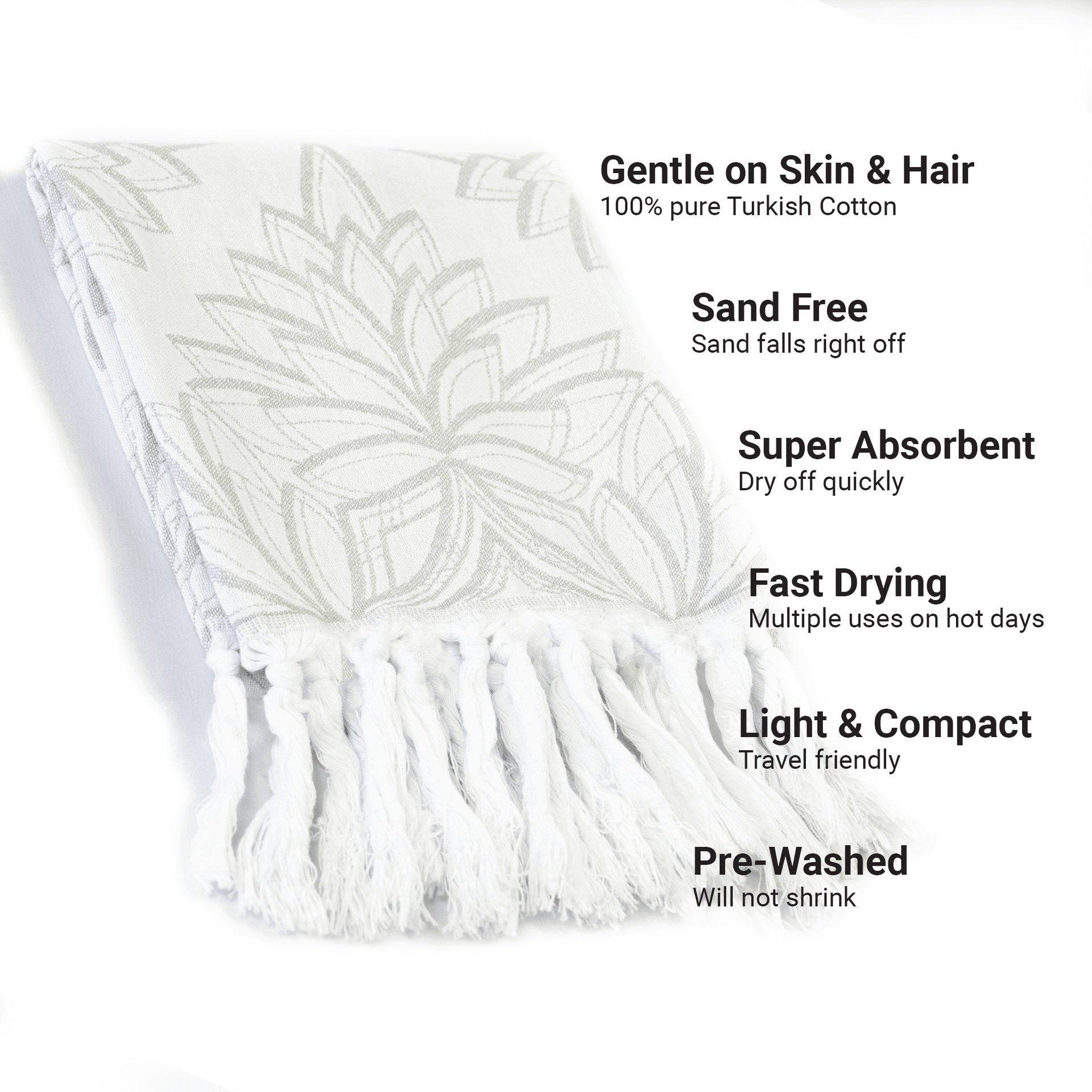 Turkish Towel | Hand Towel | Grey + White