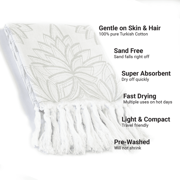 Turkish Towel | Hand Towel | Grey + White