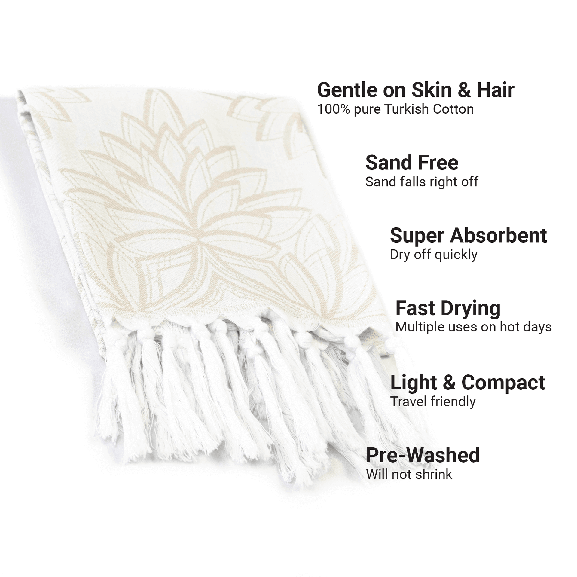 Turkish Towel | Hand Towel | Oat + White