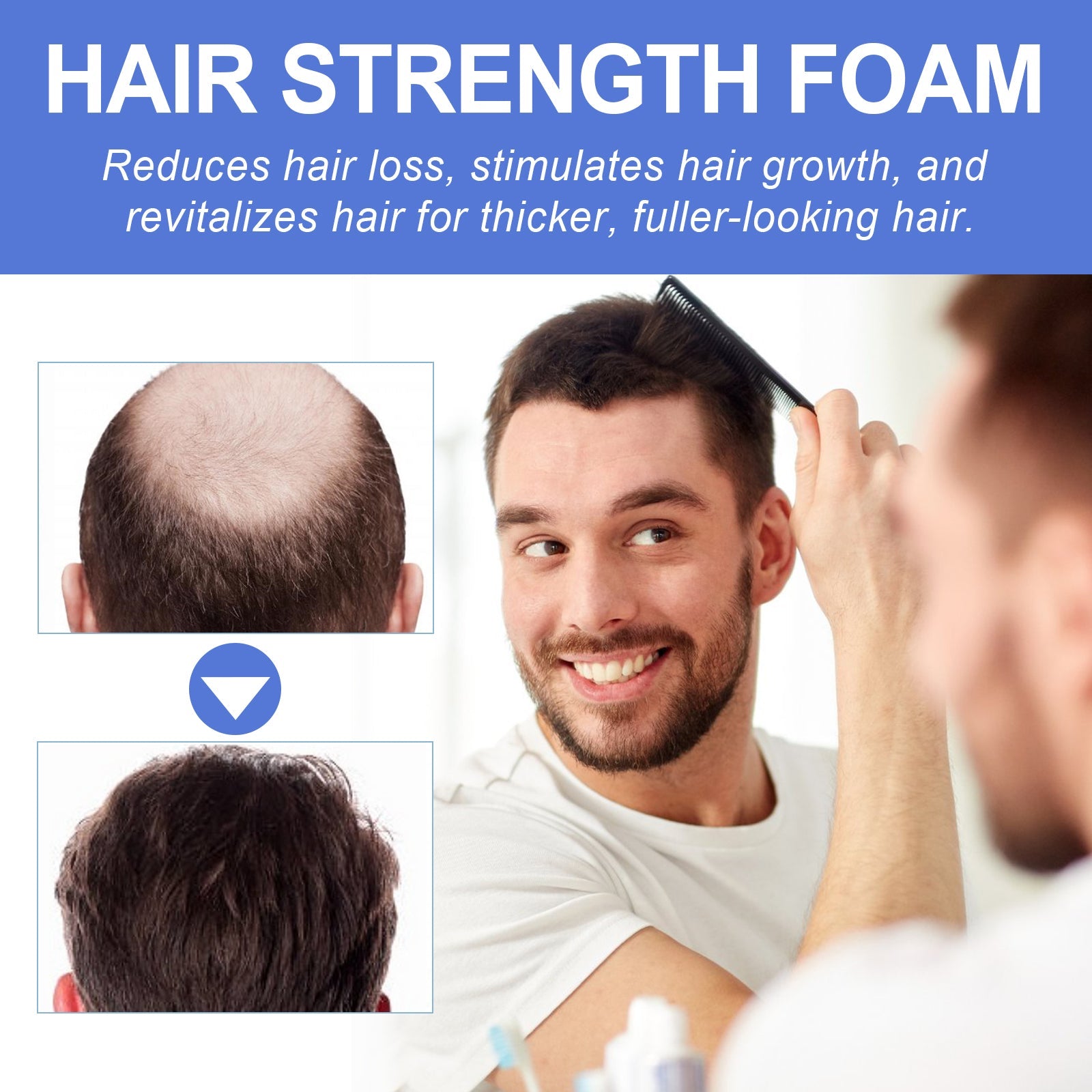 Men's Dense Hair Foam Mousse, Clean Repair Hair Root, Dense And Moisturizing Hair Mousse