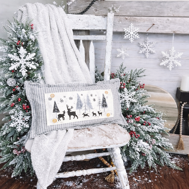 PANEL ONLY: 
RECTANGLE Seasonal Panel: Winter January Decor Peace Forest Timberland Woodland Backwoods Grove Buck Thicket Tree Silent Night Wandering Wonderland DEER