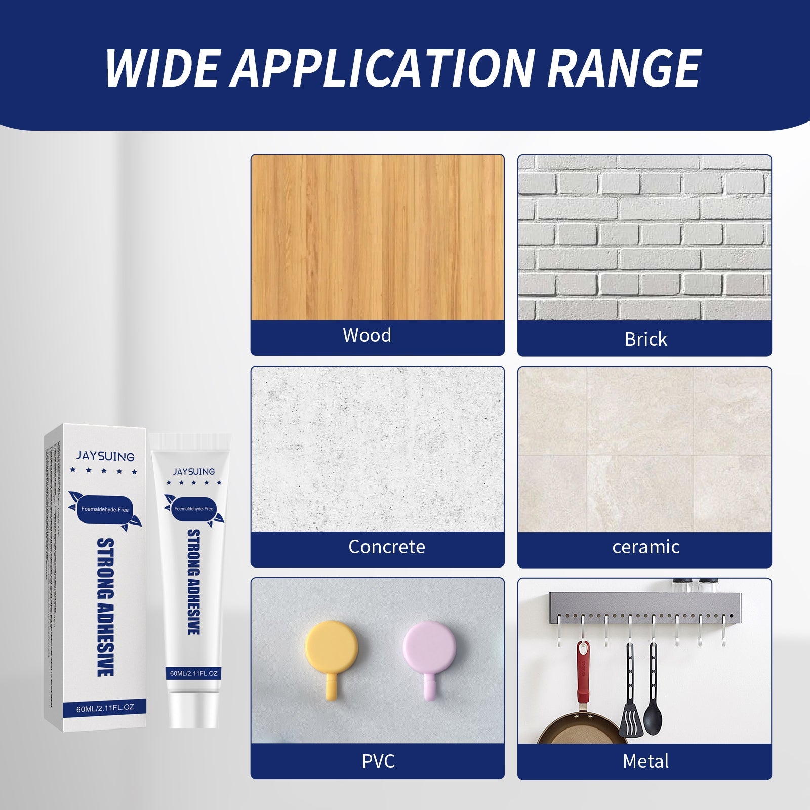 Nail-free Adhesive, Household Hardware Auxiliary Adhesive Glass Shelving Adhesive Hole Free Nail-free Adhesive