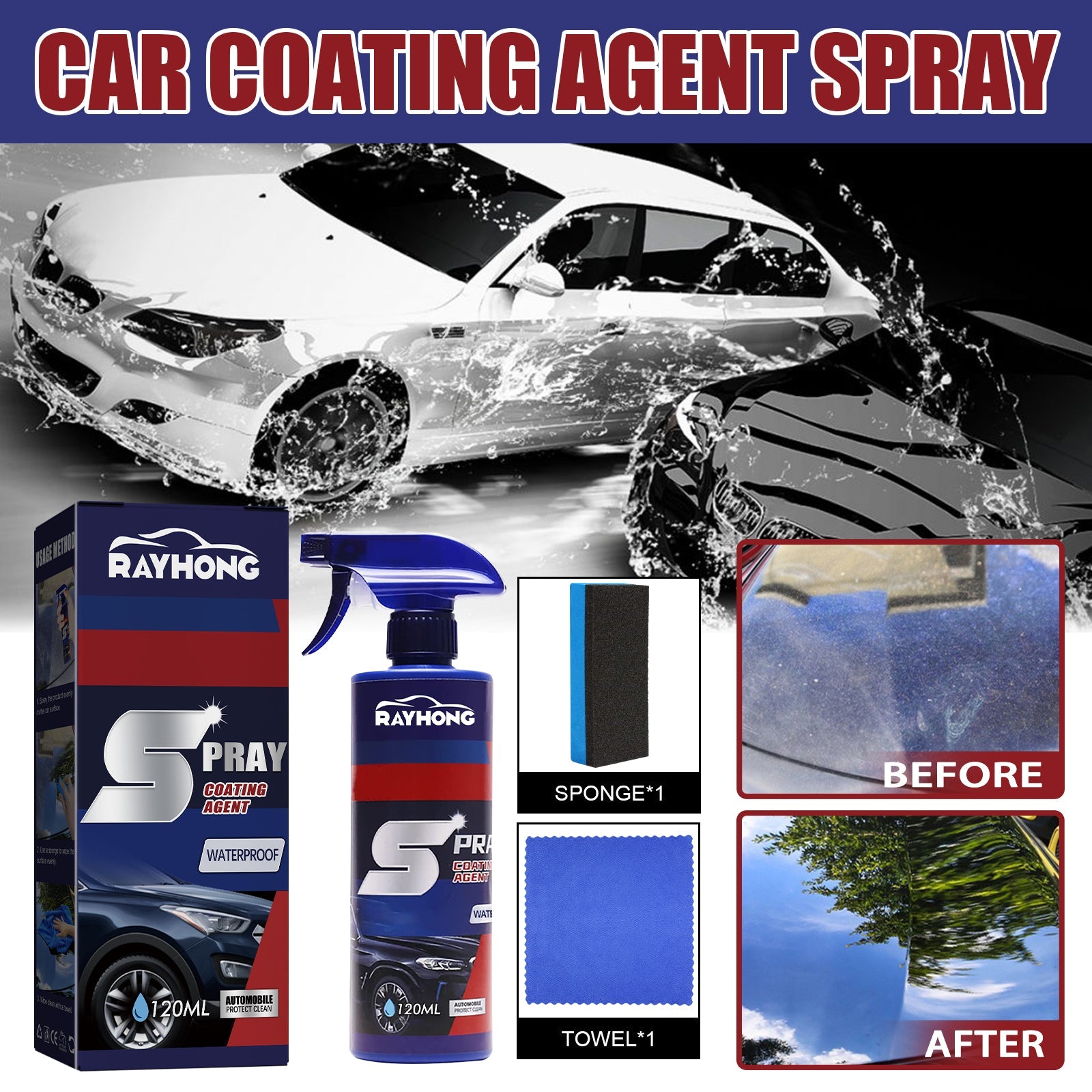 Car Coating Agent Spray, Car Paint Maintenance Paint Decontamination Brightening Nano Coating Spray Coating Agent