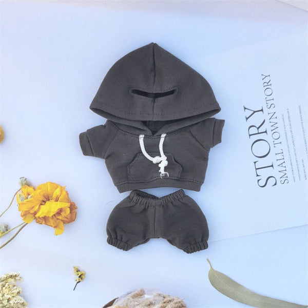 17cm Vinyl Macaron Plush Keychain Pulling Cloth Pendant Labubu Doll for Hoodie Pants Set